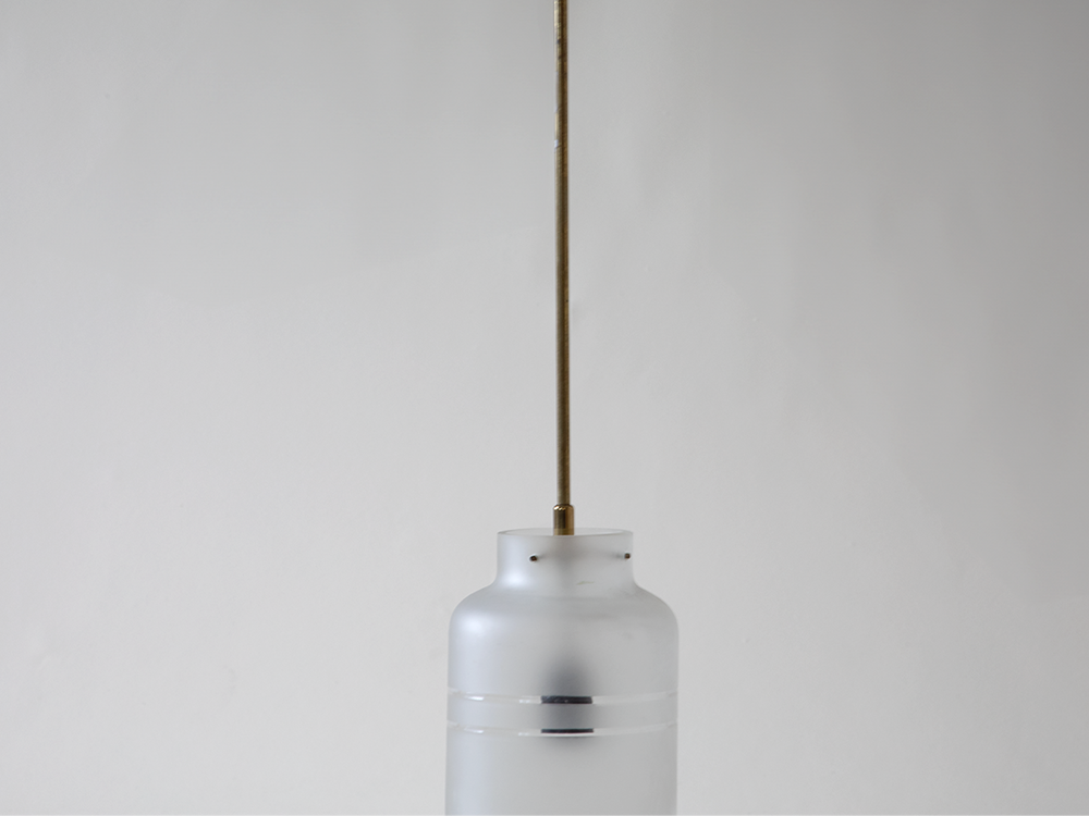 Angelo Lelii for Arredoluce Glass Pendant Light, Italy c1950s