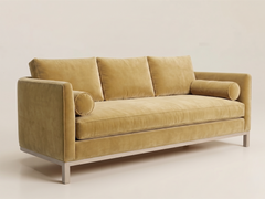 Curved Back Sofa in Biscuit / Clear Oak