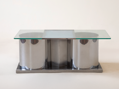 Acerbis Steel and Glass Coffee Table, Italy c1970s