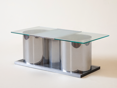 Acerbis Steel and Glass Coffee Table, Italy c1970s