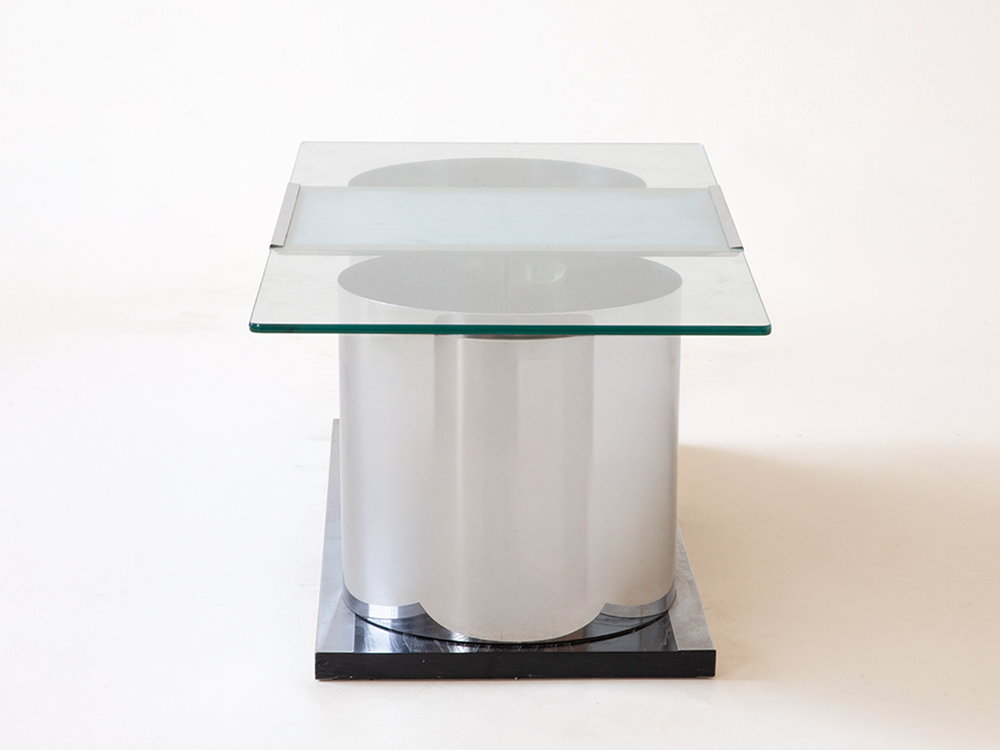 Acerbis Steel and Glass Coffee Table, Italy c1970s
